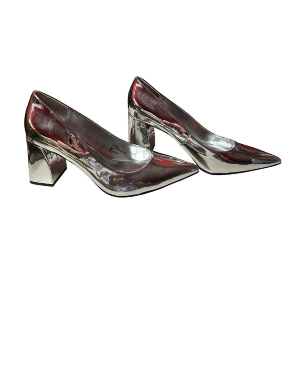 Inc International Concepts Ubika Silver Pointed-toe Pumps 9M Silver Block Heel - Picture 2 of 9